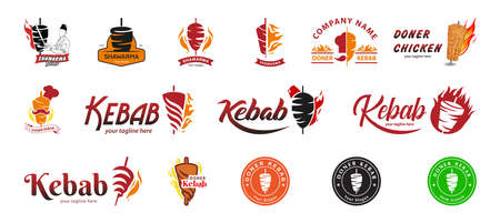 Shawarma logo for restaurants and markets. Doner kebab logo template.のイラスト素材