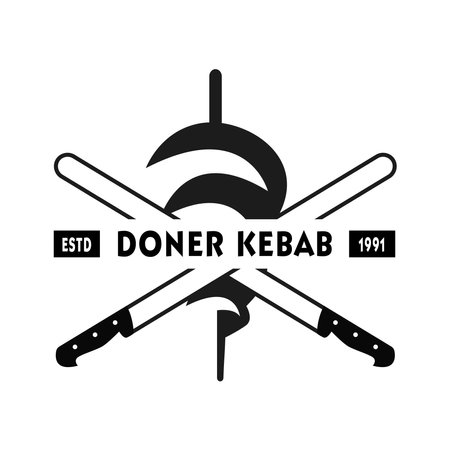 Doner kebab logo for restaurants and markets. Doner kebab logo template. vector illustration.のイラスト素材