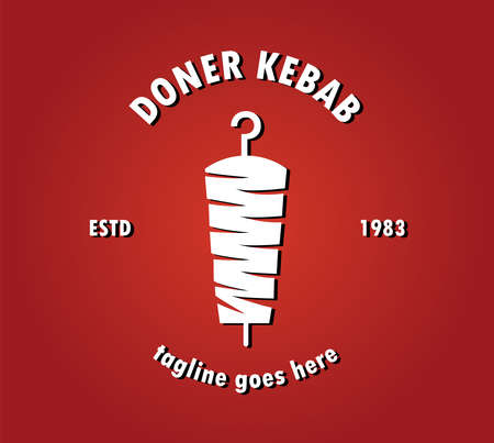 Doner Kebab Logo Icon. Turkish and Arabian Fast Food Restaurant Design elements for logo, label, emblem, sign. Vector.のイラスト素材