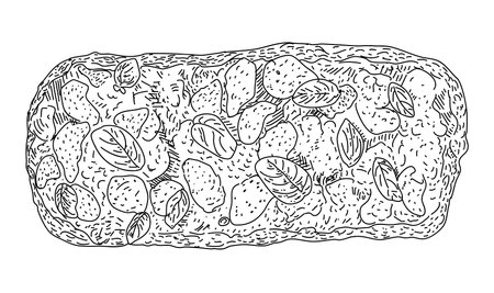 Pizza. vector illustration. Sketch style. top view. design template. Engraved style illustration. Great for menu, poster or label. vector.のイラスト素材