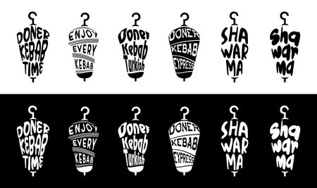 Doner Kebab big set collection. Perfect vector graphic for posters, prints, greeting cards, invitations, t-shirts, mugs, bags and much more!のイラスト素材