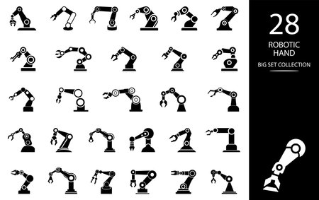 Robotic hand manipulator silhouette symbol icon. Robot limb. Robot arm.のイラスト素材