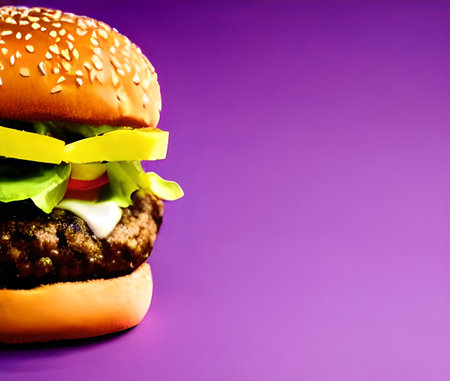 Gourmet fresh delicious homemade hamburger. Grilled gourmet hamburger. American cuisine. Fast food.の写真素材