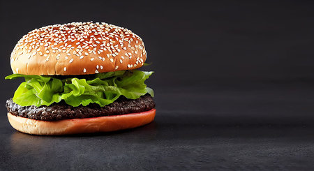 Gourmet fresh delicious homemade hamburger. Grilled gourmet hamburger. American cuisine. Fast food.の素材 [FY310194095540]