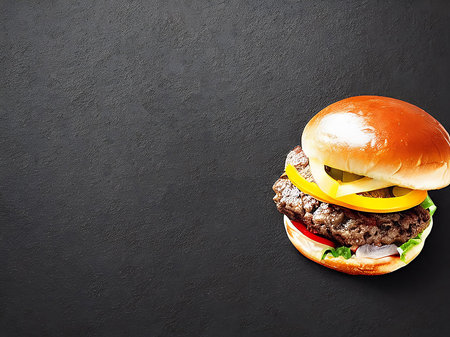 Gourmet fresh delicious homemade hamburger. Grilled gourmet hamburger. American cuisine. Fast food.の写真素材
