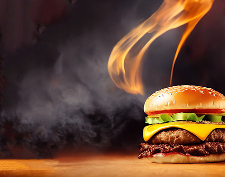 Gourmet fresh delicious homemade hamburger. Grilled gourmet hamburger. American cuisine. Fast food.の写真素材