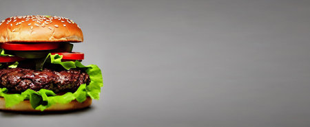Gourmet fresh delicious homemade hamburger. Grilled gourmet hamburger. American cuisine. Fast food.の写真素材