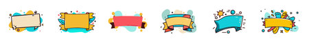 Cartoon Banners Vector. Vector Set of Color Blank Banners for Your Text. eps 10