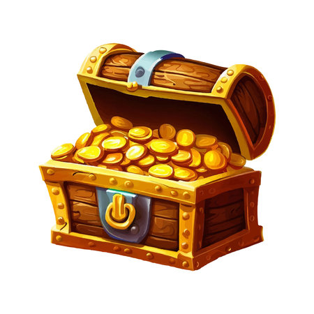 Big treasure chest isolated on white background. Eps10 vector illustration.のイラスト素材