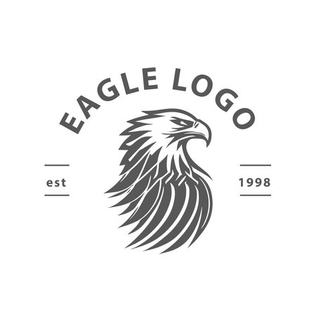 Eagle logo vector. Stylized graphic eagle bird logo template, Vector element for logo, badges or labels design.のイラスト素材