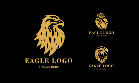 Eagle logo vector. Stylized graphic eagle bird logo template, Vector element for logo, badges or labels design.のイラスト素材