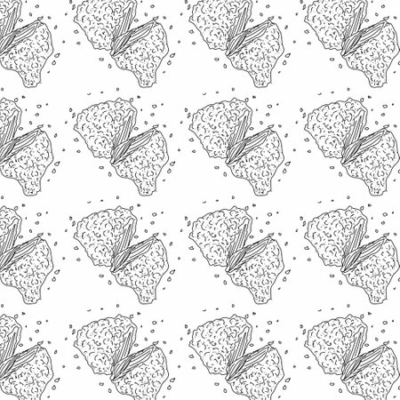 Chicken Fried Crispy Seamless Pattern. Fast food menu design elements. Chicken Fried Fast food background.の写真素材
