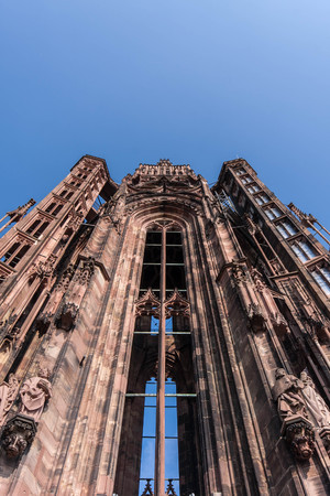 Single tower on top of Cathedral Notre-Dame in Strasbourgの写真素材