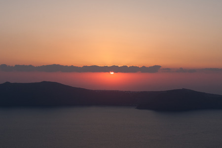 Sunset in Imerovigli in Santorini in Greeceの写真素材