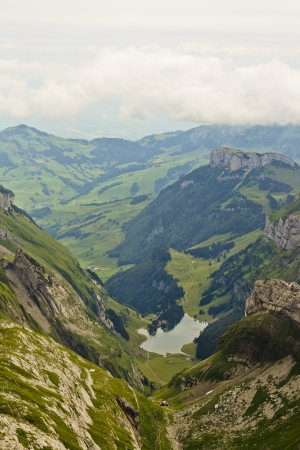 The view on beautiful alps mountains の写真素材
