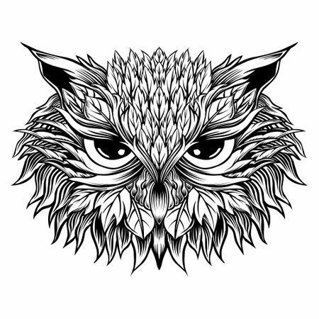 Owl head. Vector illustration for tattoo or t-shirt design.のイラスト素材