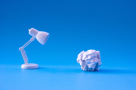 Ideas and creativity concepts with paper crumpled ball and lamp.Business solution.の写真素材