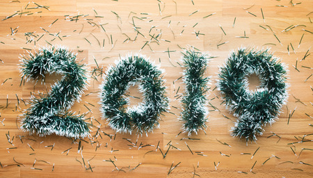 2019 christmas and new year concepts with pine branch decoration on wooden.celebration idea designの写真素材