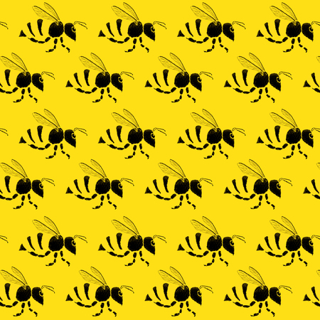 Bee flying on yellow color background.concepts ideas of animal.の写真素材