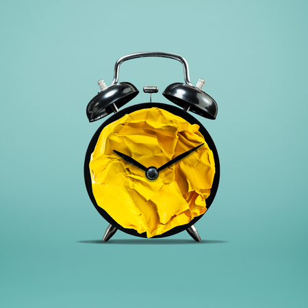 Creativity concepts.paper crumpled ball mix with clock.business solution ideasの写真素材