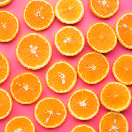 Group of orange slice.fruit and summer concept idea.flat lay design
