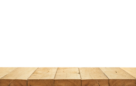 Real wood table top texture on white background.For create product display or design key visual layoutの写真素材