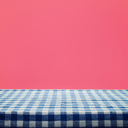 Checkered tablecloth texture top view on color background.For montage product display or design key visual layout.の写真素材