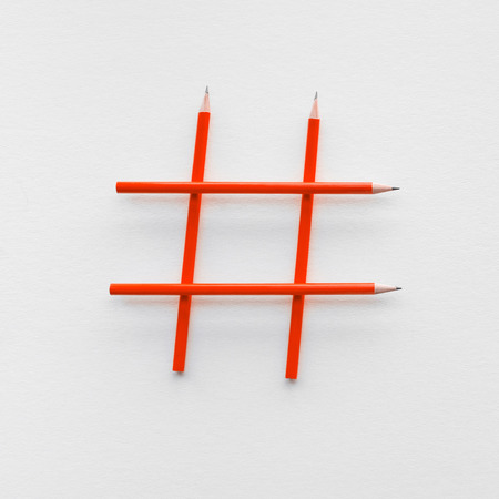 Social media and creativity concepts with Hashtag sign made of pencil.digital marketing images.power of conversation.の写真素材