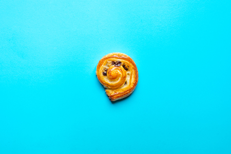 Top view of bread,bakery on blue color background.Food and healthy concepts imagesの写真素材