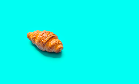 Top view of bread and bakery on blue color background.Food and healthy concepts images.copy spaceの写真素材