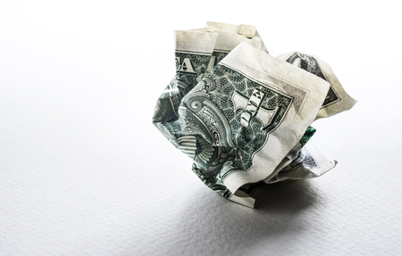 Bill dollar crumpled.financial depreciated.money conceptの写真素材