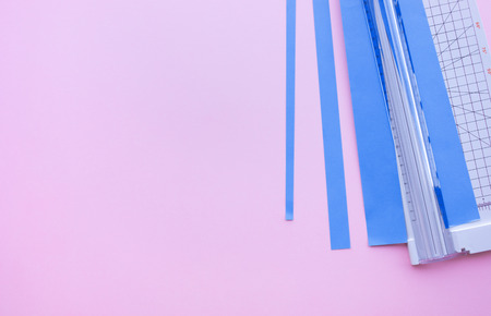 Paper cut with tool in colorful with space background.Hobby decoration designの写真素材