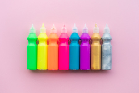 Color concepts ideas with set of acrylic color on background space.creativity and learning