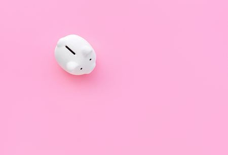 Piggy bank on pink pastel color background.money and financial concepts ideasの写真素材