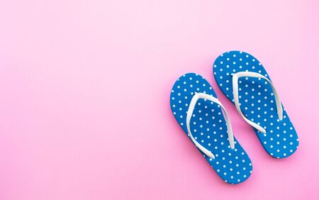 Colorful sandals on color space  background.relaxation and holiday concepts ideasの写真素材