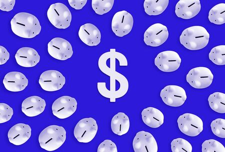 Saving money or financial investment concepts with piggy bank and dollar icon sign.business economic ideasの写真素材