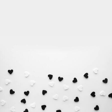 White and black color heart shape.love, valentine,wedding concepts ideasの写真素材