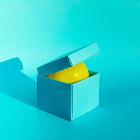 Balloon in paper box color background.party and celebration concepts ideasの写真素材