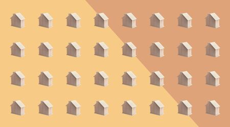 Villa or town concepts with group of wood house mock up on pastel color...
