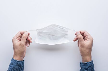Protect yourself with mask on coronavirus outbreak around the world .body health care.medical equipment.demand and supply.hope and solution.big change situationの写真素材