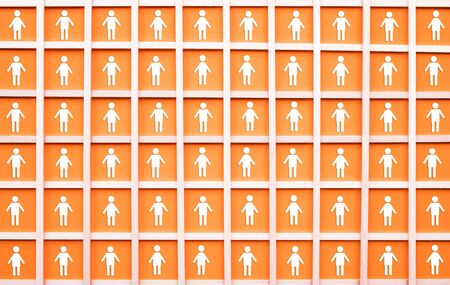 Social distancing with icon of many people in square space .covid-19  virus outbreak.pandemic situation of corona virus.quarantine for protection and safety.community of human concepts.の写真素材