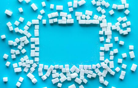 Group of sugar on color background.sweet and healthy concepts.dieting and nutritious.sugar tax.top viewの写真素材
