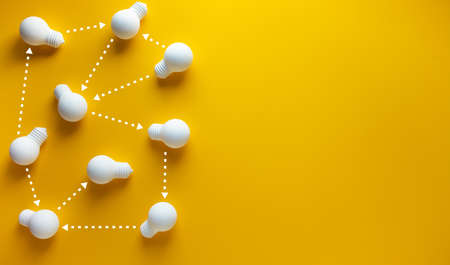 Connection of teamwork concepts with lightbulb.business communication.coppy space