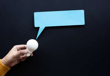 Great idea,Business creativity concepts with lightbulb on person hand.copy spaceの写真素材