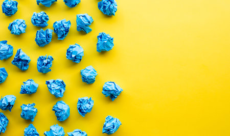 Colorful paper crumpled ball.idea and solution concepts.copy spaceの写真素材