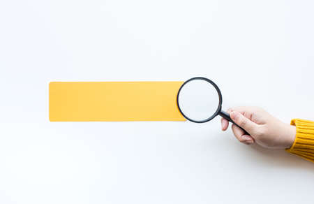 Business vision and analysis concepts with person hand and magnifying.education or planningの写真素材