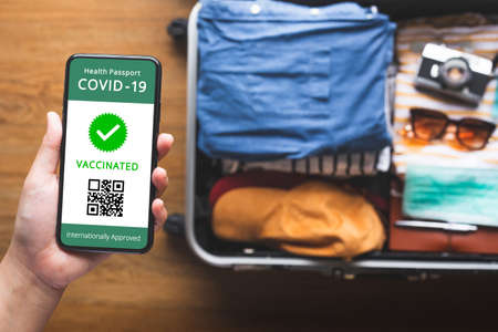 Health passport or vaccine approved for travel with coronavirus pandemic.protection or...