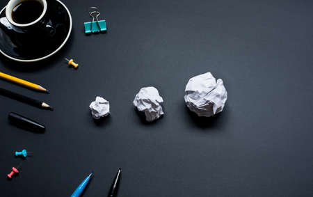 Snow ball effect or business solution and marketing plan concepts with  paper crumpled ball.motivation of workの写真素材
