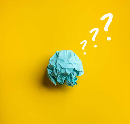 Question and answer or thinking ideas concepts with paper crumpled ball.business solution.の写真素材