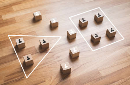 People or teamwork concepts with human icon on wood.copy spaceの写真素材